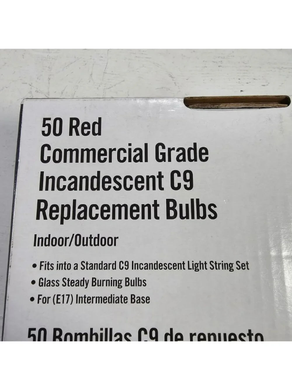50ct Red Commercial Grade Incandescent C9 Replacement Glass Bulbs In/Outdoor E17